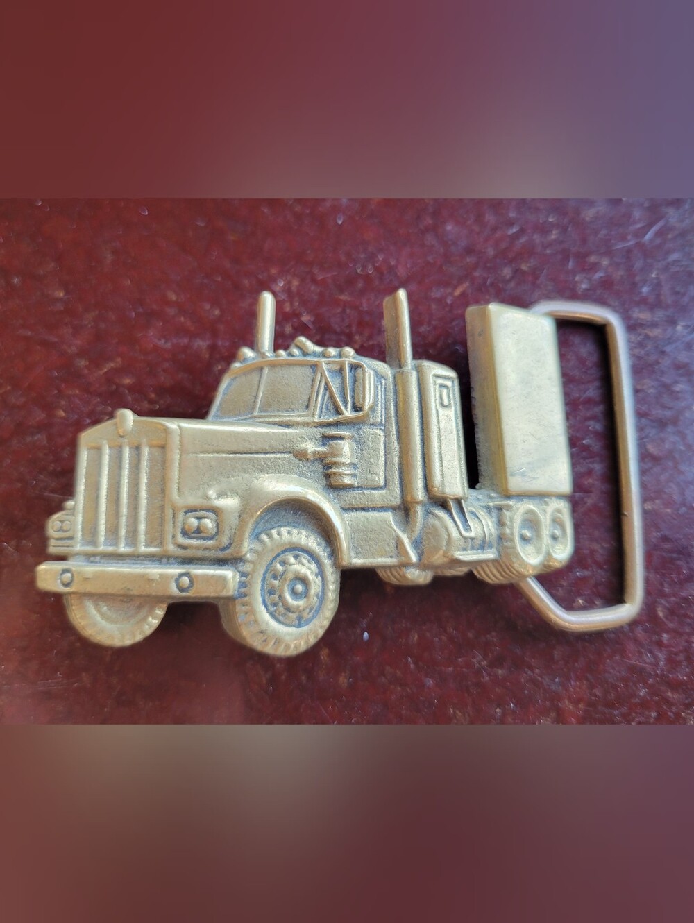 Vintage 1978 Baron Buckle Solid Brass Semi Truck Belt Buckle